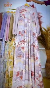 DENAYYIRA | FAIRUZ Gamis Set Scarf Cantik Ceruty Babydoll Printing Casual Simpel