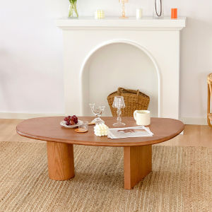 GOOFANSER | Irregular Round Simple Modern Luxury Wooden Coffee Table Oak