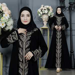 YM DeFashion Gamis ABAYA TURKEY Mumtaz Bordir BUSUI bahan JETBLACK