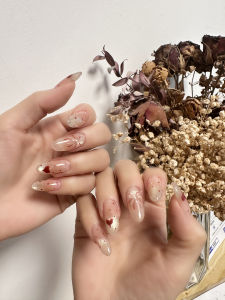 Autumn Winter Gold Cat Eye Polka Dot New Year Hand Painted Nail Art Stickers Handmade Wearing False Nails Gentle Color Series