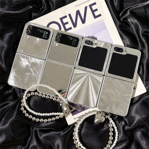 Samsung ZFlip7/6/5/4/3 Phone Case Mirror Feather Iceberg Pattern Womens Flip Cover Foldable Screen Full Protection Creative