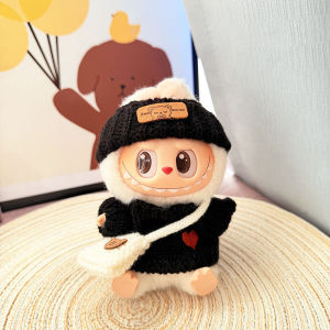For 15-17cm Labubu Doll Accessories Outfit Clothes Bear Label Hat Love Sweater Set Cute Decoration Little Clothes Toy Collectors