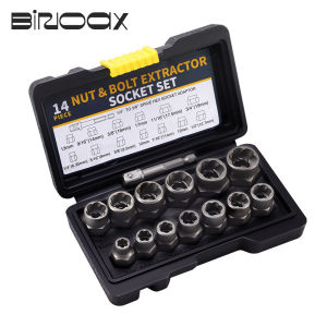 14 Pcs Impact Bolt Nut Remover Set Cr-Mo Steel Bolt Extractor Tool Set for Industrial