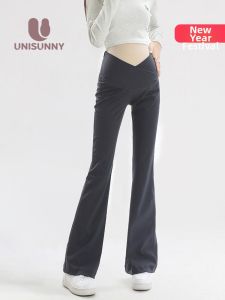 unisunny | Low Waist Tummy Support Yoga Pregnancy Leggings Thin for Autumn and Spring Flared Design