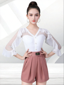 DANBAOLUO | Elegant Practice Dance Top White