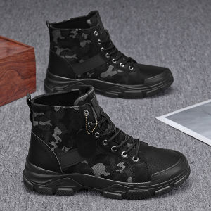 Mens Camouflage High-Top Combat Boots 3 Colors Breathable Outdoor Hiking Shoes