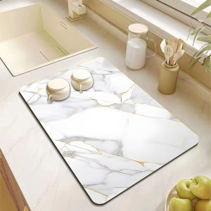Marble Print Super Absorbent Kitchen Mat Drying Mat Quick Dry Drain Pad Tableware Mat Non-slip Dinnerware Coffee Placemat