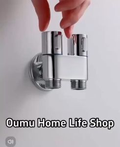 BOOMBANG Stainless Steel Faucet Valve Double Outlet Angle Valve 1/2 inch Automatic Water Stop Universal Washing Machine Valve Water Tap