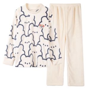 Bộ Đồ Ngủ Lông Cừu Dày Mùa Đông Cho Nam Nữ Bộ Đồ Mặc Nhà Dễ Thương in Họa Tiết Hoạt Hình Mặc Ở Nhà Mùa Thu Đông