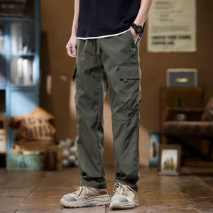 ROMON | Lormen Mens Summer Ice Silk Thin Straight Leg Casual Wide Leg Workwear Pants Fashionable Urban Style Polyester Fiber Lightly Stretchable