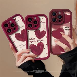 Lovely Red Love Heart TPU Shockproof Back Cover For VIVO Y & OPPO A Series Phones