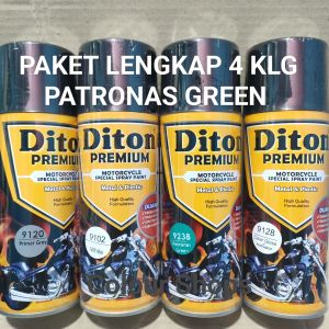 Pilok Cat Diton Premium Paket Lengkap 4 Kaleng Patronas Green Hijau Tosca Toska 9238 Primer Grey 9120 White 9102 Clear Gloss 9128 400cc Pilox Paketan Cat Semprot Special Spray Paint
