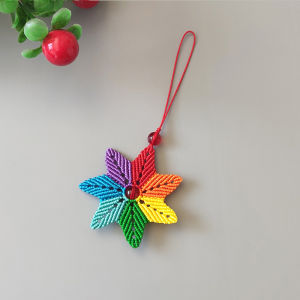 Braid Rope Seven-Color Flower Keychain Pendant Hand-Woven DIY Ornament Material Gift Tutorial Finished Product Gift
