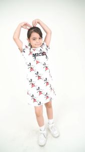 Forest x Disney Girl Kids Premium Embroidered Fonts Round Neck Casual Kids Dress | Baju Budak Perempuan - FWK885010