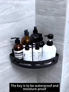 Punch-free Bathroom Triangle Storage Rack Self-draining Corner Storage Rack with Hook Bathroom Corner Shelf