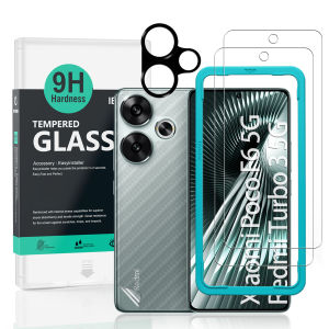 Ibywind For Xiaomi Poco F6 5G&Redmi Turbo 3 5G Screen Protetor with 2 Pcs Tempered Glass1 Pc Camera Lens Protector1 Pc Backing Carbon Fiber Film [Fingerprint ReaderEasy to install] No Ratings