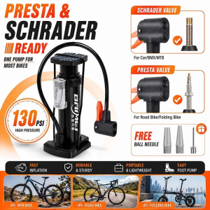 PORTABLE FOOT PUMP Bicycle Air Pump Tire Inflator Manual Foot Operated Pump for Car Motorcycle Bicycle Bike Tire Sports Ball AV FV Dual Valve Portable Compact Durable High Efficiency Pam Angin Pam Basikal Pam Tayar Pam Kaki Angin 便携脚踩打气筒