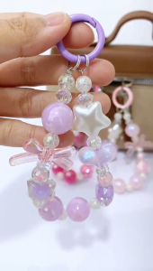 Gantungan Handphone Portable Bentuk Manik Mutiara Pita Liontin Gantungan Kunci Pergelangan Tangan Aksesories Hp Tas Mutiara SPM