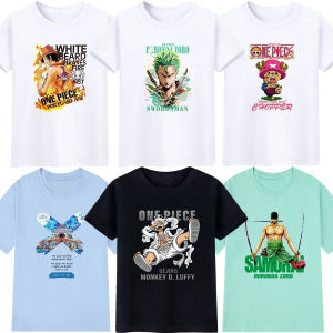 Bandai | ONE PIECE Anime Nika Luffy Short Sleeve Summer Mens and Womens Summer New Fashion Nostalgic Cotton Versatile T-Shirt Clothing