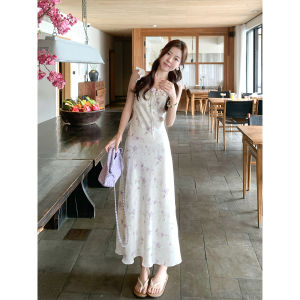 Korean Style Tea Break Floral Halter Dress Slim Summer