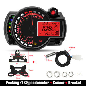 RYSJM | Motorcycle Meter 7colors Backlight Digital Speedometer Tachometer 10000rpm Moto Dashboard with Turbo Sensor Bracket for Kawasaki