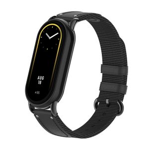 Suitable for Xiaomi band 8  wristband Metal Connector + braided leather ball buckle fashion sports watchband for miband 8 strap