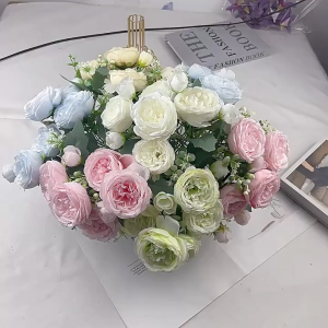 Arrangement Wedding Party Home DIY Heads 2 Bouquet Artificial Bouquet Silk Peony Fake Flowers