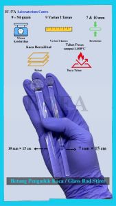 Batang Pengaduk Kaca / Spatula Kaca / Glass Rod Stirrer