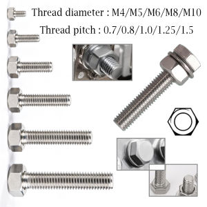 1/5/10/25pcs 304 Stainlesss Steel Hexagon Head Bolt M4 M5 M6 M8 M10 Full Thread External Hex Hexagon Head Screws