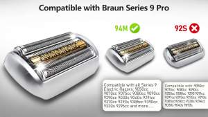 New 94M Series 9 Replacement Head Compatible with Braun Series 9 Pro 9290cc 9291cc 9370cc 9376cc 9293s 9260s Electric Shaver