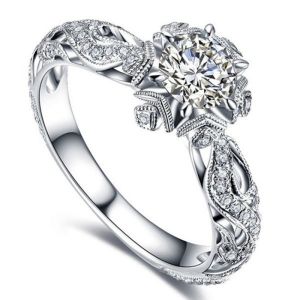 Exquisite Shining Women Ring Wedding Band High Quality Engagement Rings Inlaid Round Flower Stones Gift Fashion Jewelry