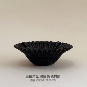 Miyu Black Medieval Ceramic Fruit Bowl French Style Artistic Decoration Table Tea Table Desktop Storage Ornament