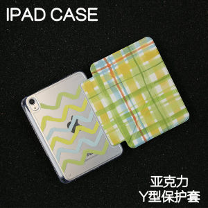 Green Pattern Acrylic iPad Protective Case for iPad 8/9 Air4/5/6 Pro11/10.9 Mini6/7 Hard Shell Tablet Cover with Pen Slot