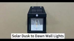 JACKSUN Solar Wall Light Edsion Wall Lamp Human Body Infrared Sensing Outdoor IP67 Waterproof Warm white
