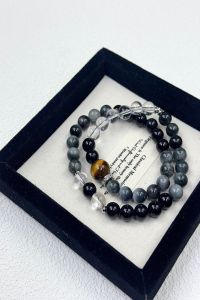 Natural Black Silver Obsidian Bracelet - Light Luxury High-end Couples Bracelet with Original Simple and Versatile Design.LXF