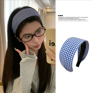 Korean Style Wide Edge Plaid Headband High Head Top Hairband Spring Summer French Gentle Hair Accessory