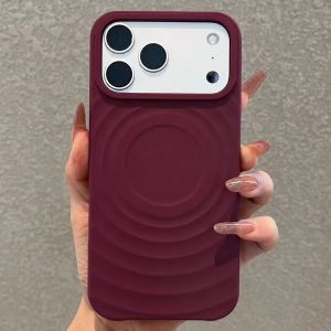 Ốp Điện Thoại Silicon Lỏng Chống Sốc Dark Cherry Ripple Hỗ Trợ MagSafe Dành Cho iPhone 18/17/16/15/14 Pro Max