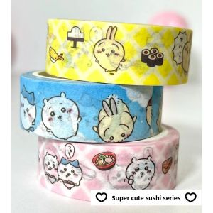Bandai | jiyi Hachiware Usagi Washi Tape Sushi Food Pattern Masking Tape Kawaii Japanese Character DIY Journal Planner Sticker Gift