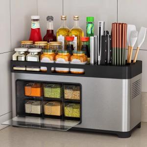 Stainless Steel Kitchen Storage Rack Multi-Function Knife Holder Spice Organizer Box Home Kitchen Accessories Storage Box