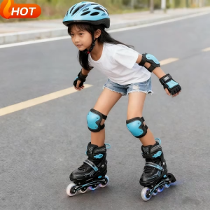 [Christmas gift] Inline Roller Skates For Kids Sliding Inline Sneakers 4 wheels 1 Row Adjustable With Flash Wheel