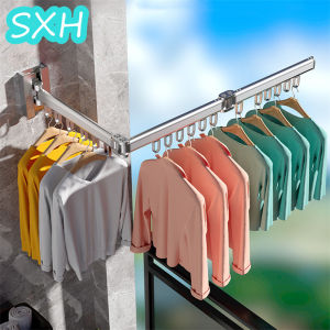 SXH Giá Treo Gấp Gọn Giá Phơi Đồ Trong Nhà Gắn Tường Ban Công Có Thể Gấp Gọn Để Tăng Cường Khả Năng Chịu Lực Móc Treo Bằng Hợp Kim Nhôm Không Cần Đục Lỗ Dây Phơi Quần Áo & Giá Phơi