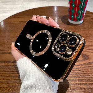 Luxury Plating Solid Color Magnetic Wireless Charge Case For iPhone 11 12 13 14 15 16 17 Air Pro Max Plus Shockproof Soft Cover