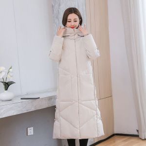 plus Size over Knee Long Cotton Jacket Womens Winter Fashion New Style Retro Red Christmas Health Ring Large Capacity 200 Pounds