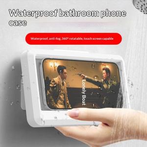 Bathroom Waterproof Phone Holder 360 Degree Rotatable Wall Bracket Self-adhesive Touch Sensitive Phone Storage Stand Box