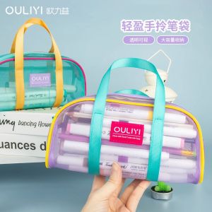 Túi Đựng Đồ Dùng Học Tập Lưới Cầm Tay Dung Tích Lớn Túi Đựng Bút Chì Trong Suốt Đơn Giản Tươi Mới Dành Cho Nam Và Nữ