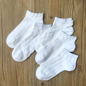 Summer Girls Small White Socks All Cotton Socks Thin Breathable Mesh Stockings Low-Top Ankle Socks White Socks Female Fresh