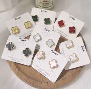 (Chuôi bạc 925) Khuyên tai bông tai nữ cỏ 4 lá đẹp Ring House