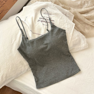 เสื้อกั๊กสายเดี่ยวแบบปรับได้ สีเทา สำหรับผู้หญิง เสื้อชั้นในแบบมีแผ่นเสริมหน้าอก เสื้อกล้ามหลังสวย ชุดชั้นในแบบอเนกประสงค์