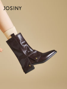 Josiny | Brown Warm Lining Cowboy Style Boots