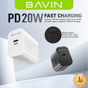 BAVIN PC985 20W PD Fast Charger Dual Port Type-C & iPh High-Speed Charging + Cable Compatible for Smartphones